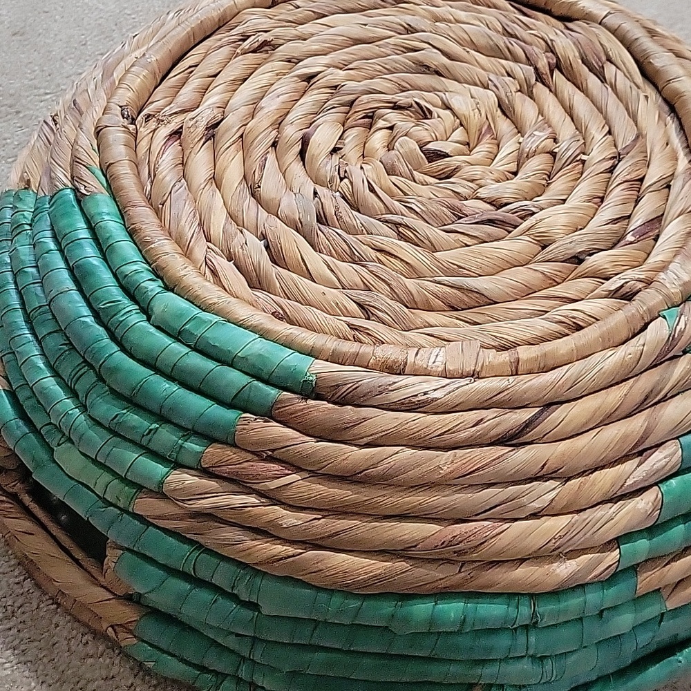 Woven Natural & Teal Woven Basket - Home Accents - Picture 7 of 7